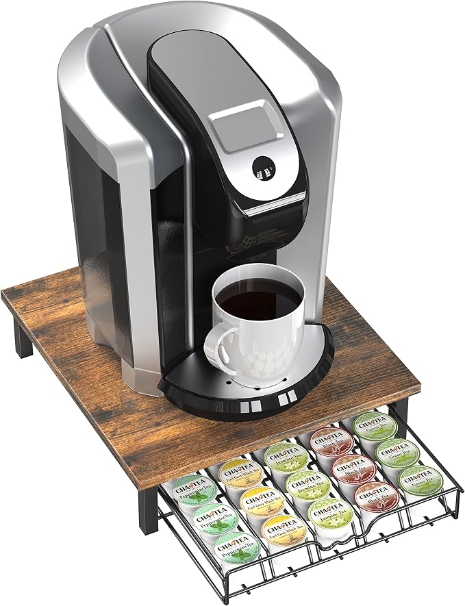 Deco Brothers K-Cup Holder Drawer for 30 Coffee Pods Storage, Rustic Brown