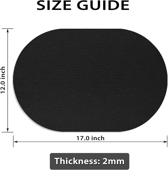 Placemats for Dining Table Set of 8 Non-Slip, Heat Resistant Oval Leather Placemat Double Layer, Waterproof Table Mats Easy to Clean for Kitchen Dining Room Coffee Office Table, Black