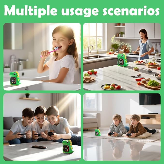 Visual Timer for Kids 99 Minute Digital Potty Training Timer for Homeschool | Dual sound; Dinosaur Look; Long Battery Life