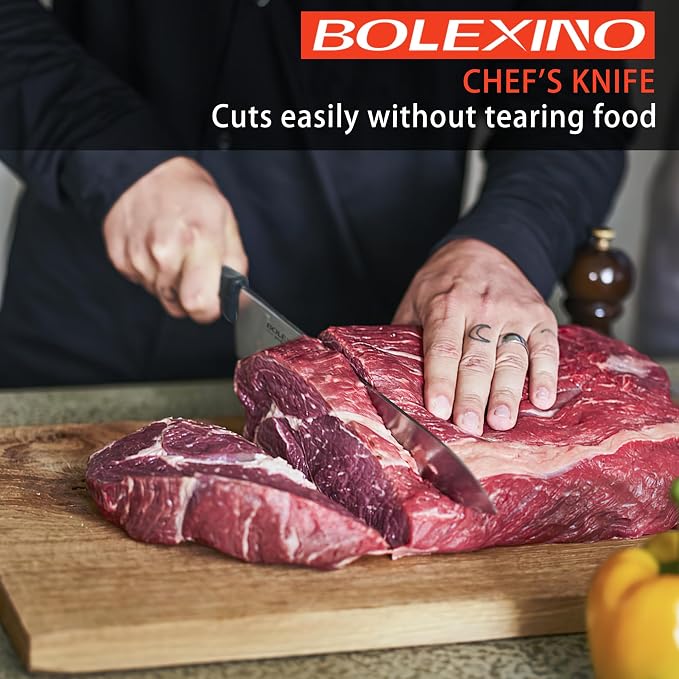 10" Professional Chef Knife, High Carbon Steel, Ergonomic (Black) | 10" High Carbon Stainless Steel,Versatile wide-blade chef knife,Non-Slip Ergonomic Handle,Durable, Stain-Resistant & Sharp.