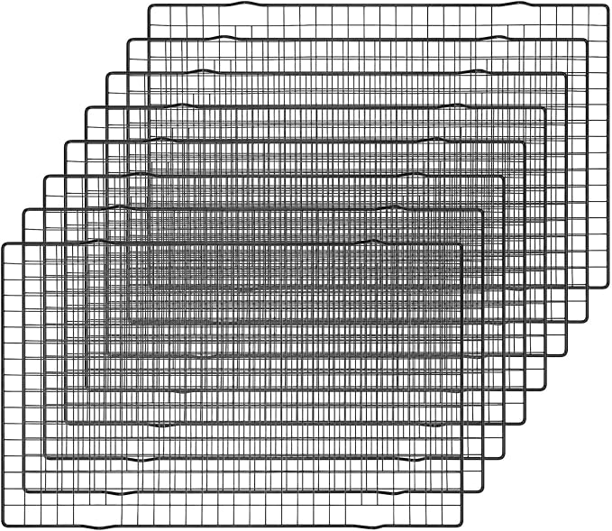 8Pcs Cooling Rack 15.75x9.84 Inch Iron Wire Grid, Cooling Racks for Cooking and Baking, Heavy Duty Oven Safe Baking Rack Stand for Roasting Grilling Drying, Dishwasher Safe Black