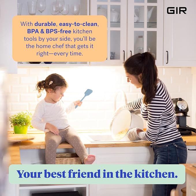 GIR: Get It Right Kitchen Silicone Spatula Turner - Non-Toxic Cooking Utensils for Nonstick Cookware, Cooking and Baking, Mini Flip- 11IN - Slate