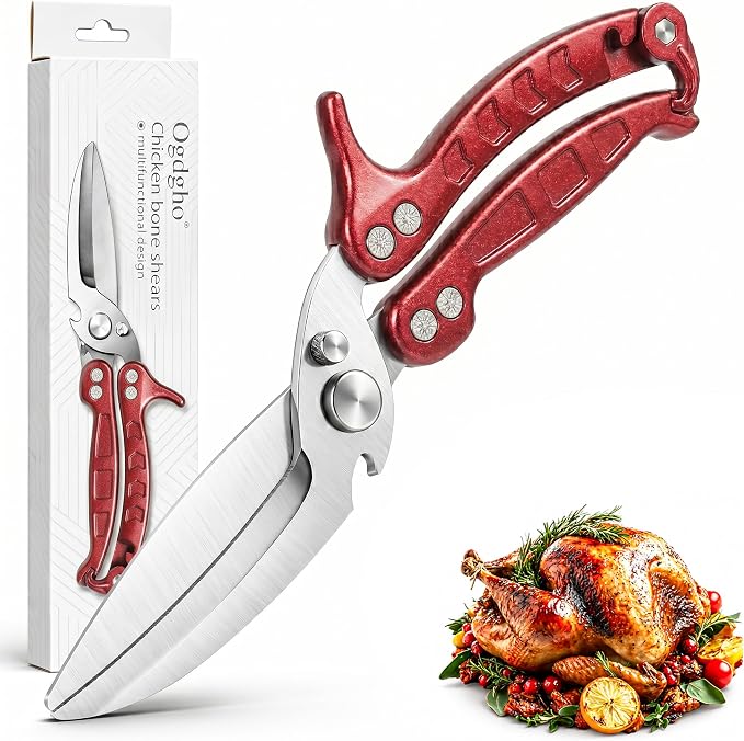 Kitchen Scissors All Purpose Heavy Duty, Stainless Steel Heavy Duty Kitchen Shears for Bone, Poultry, Chicken, Vegetable, Meat & Seafood Cooking Food Scissors With Safety Spring Lock
