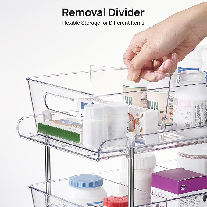 Vtopmart 2 Pack Larger Pull Out Bathroom Under Sink Organizer (M-Standard) | Slide-out drawers, Multi-purpose storage, Clear visibility, Easy Set-up