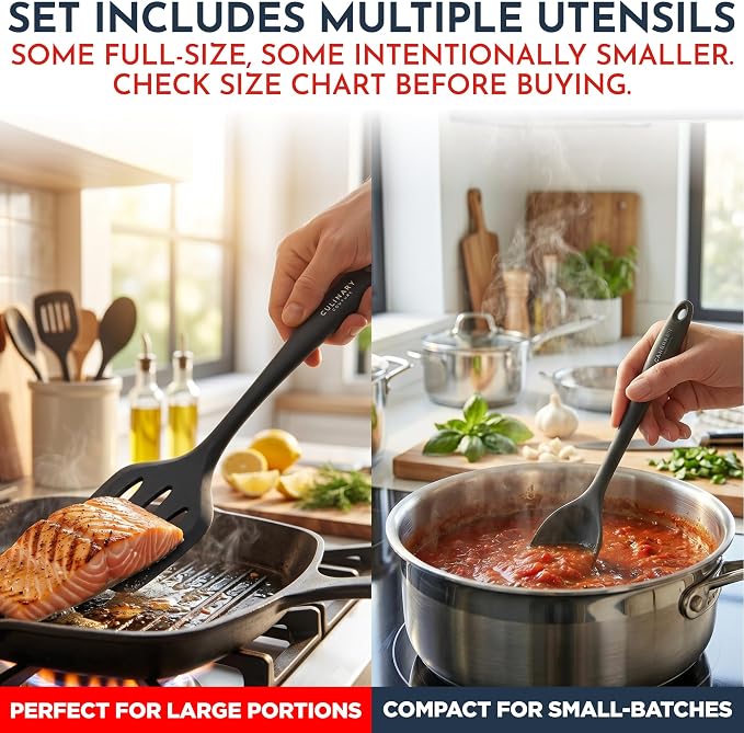 25 PCs Silicone Cooking Utensils Set - Non-Stick Silicone Kitchen Utensils | Black Non-Stick, Heat-Resistant Silicone Kitchen Utensils Set with Stainless Steel Inner Core