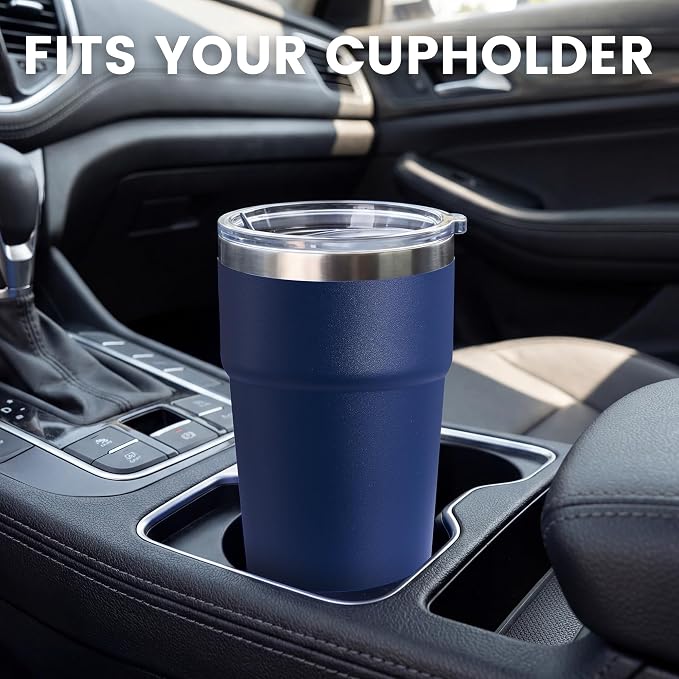 MEWAY 16oz Tumbler Double Wall Vacuum Insulated Travel Mug Bulk, Stainless Steel Tumblers with Lid, Powder Coated Coffee Cups for Cold & Hot Drinks (Navy,18 Pack Pack)