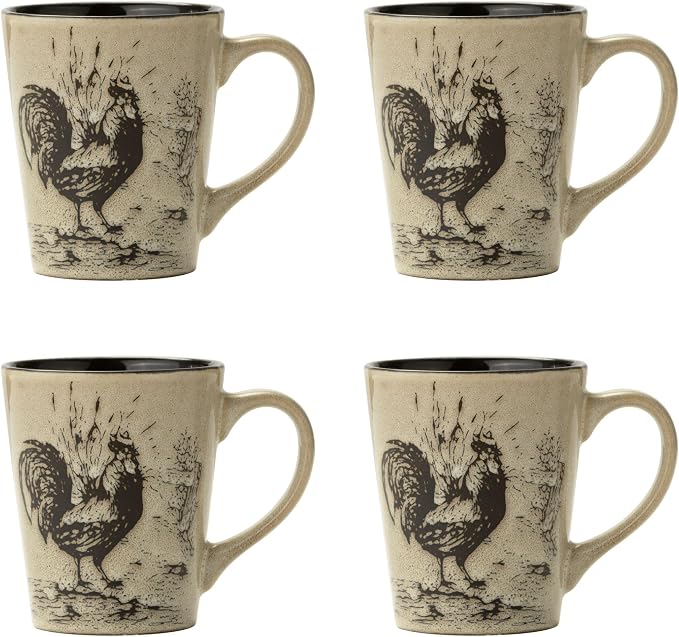 Pfaltzgraff Homespun Rooster 16-Piece Dinnerware Set, Service for 4 Brown