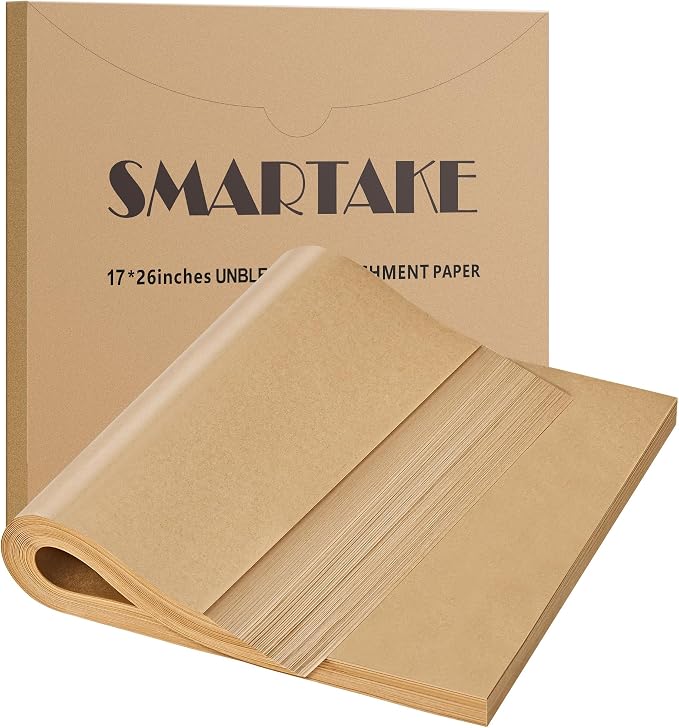 SMARTAKE 200 Pcs Parchment Paper Baking Sheets, 17x26 Inches, Non-Stick | Unbleached Pre-Cut Greaseproof Baking Parchment, Oven Safe up to 450°F, for Grilling Frying Steaming Bread Cup Cake Cookies