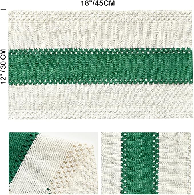 Artoid Mode Dark Green Farmhouse Rustic Placemats Set of 4,12x18 Inch Seasonal Holiday Hollow Table Mats Party Kitchen Dining Decoration