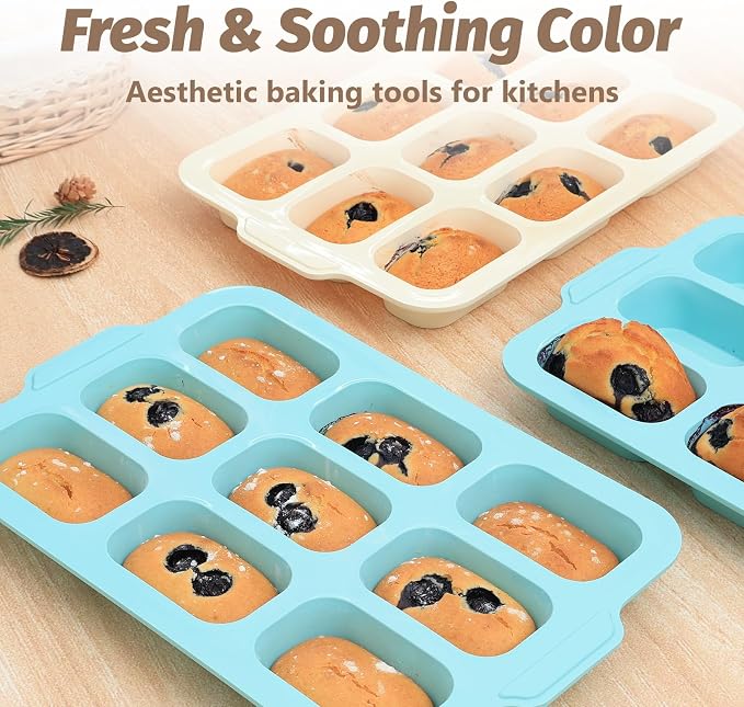 Nonstick Silicone Mini Loaf Pans: 9-Cavity Small Banana Bread Loaf Pans | for Baking Cornbread with Metal Frame - Mini Meatloaf Tin for Oven - Brownie Tray for Baker Baking Lover Toeusog