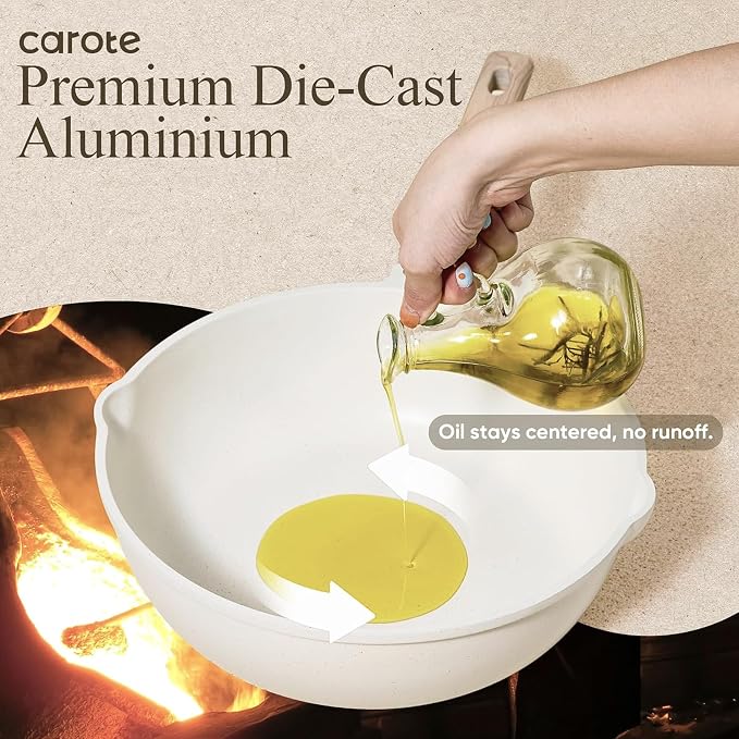 CAROTE 21pcs Pots and Pans Set, Nonstick Cookware Sets, with Egg Pan | Induction Kitchen Cooking Set, Durable, Easy Food Release, Fast & Even Heating, with Frying Pan