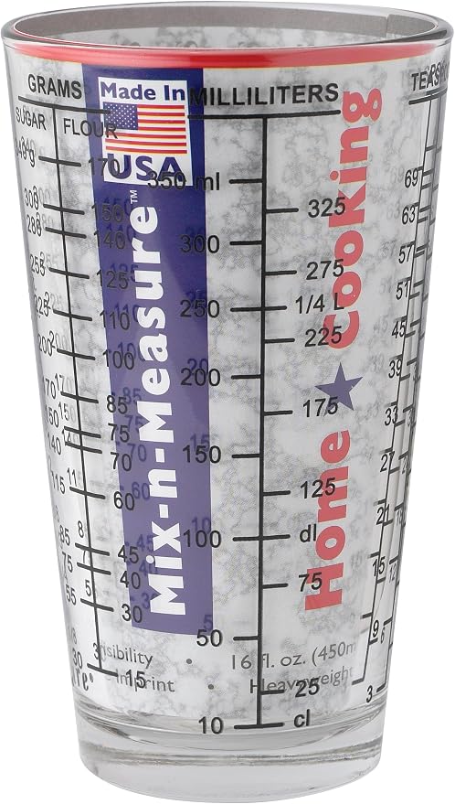 Kolder 26100 Mix N Measure Glass, Heavy Glass, Multi-Purpose Liquid and Dry Measuring Cup