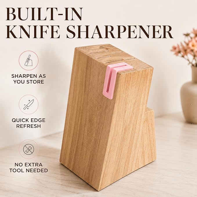 Knife Set with Built-in Sharpener Block, Dishwasher Safe | 14-Piece, High-carbon stainless steel blades, Ultra-sharp edges, Ergonomic non-slip handles, Great gift