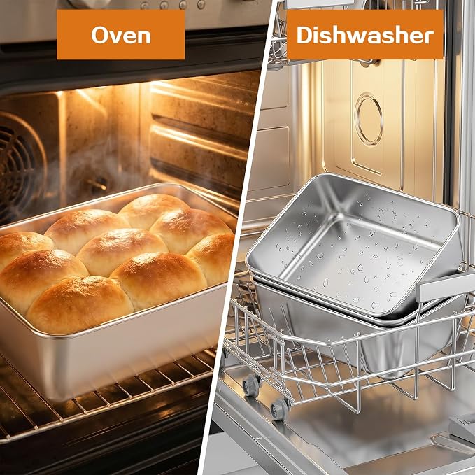 6 Pack Loaf Pan Set, 9x5 Inch Bread Loaf Pans | for Baking Bread Stainless Steel Meatloaf Toast Baking Pans for Homemade Brownies Pound Cake, Oven & Dishwasher Safe