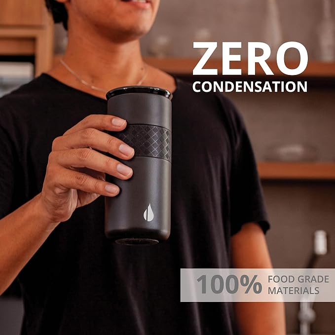 Elemental Artisan 16oz Triple-Wall Insulated Coffee Tumbler w/Ceramic Lid | Triple Wall Coffee Travel Mug, Reusable Stainless Steel Coffee Tumbler; Thermal Coffee Cups for Hot (6 Hrs) & Cold (18 Hrs)
