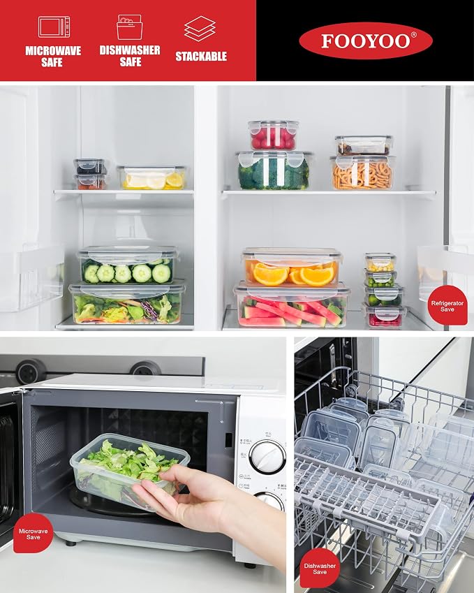FOOYOO 56 Pcs Large Food Storage Containers Set with Lids (28 Containers + 28 Lids), Airtight Plastic Storage Containers for Pantry & Kitchen Organization, BPA-Free, Leak-Proof
