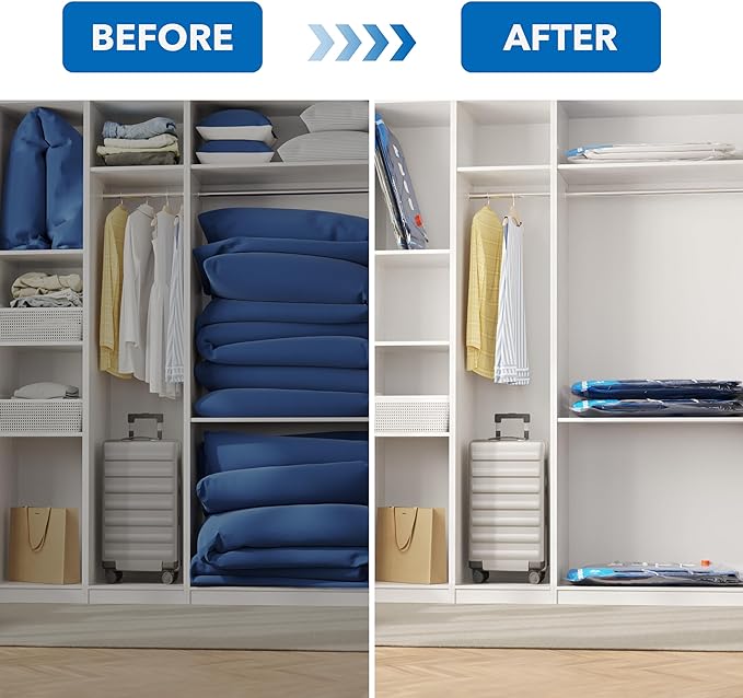 MEIQIHOME Vacuum Storage Bags, Space Saver Sealer Bags,Vacuum seal bags for clothing, Pillows, Comforters, Blankets, Bedding,Travel,12 Jumbo