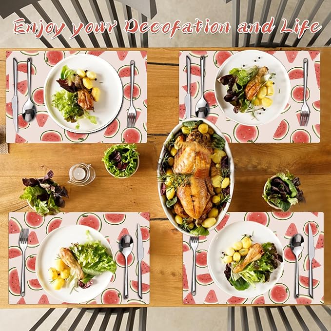 Placemats Set of 4 - Faux Leather Heat Resistant Placemats for Dinner Table, Non-Slip Waterproof Oil-Proof Washable Reusable Placemat for Indoor Outdoor Kitchen Decor, 15.75In*11.81In