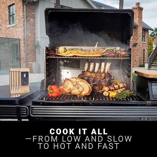 MEATER Pro XL WiFi & Bluetooth Meat Thermometer, 4-Probe, 1000°F, Accurate | Bluetooth & WiFi, 1000°F heat resistance, certified accuracy. For BBQ, oven, grill, smoker, air fryer, sous vide, deep fryer.