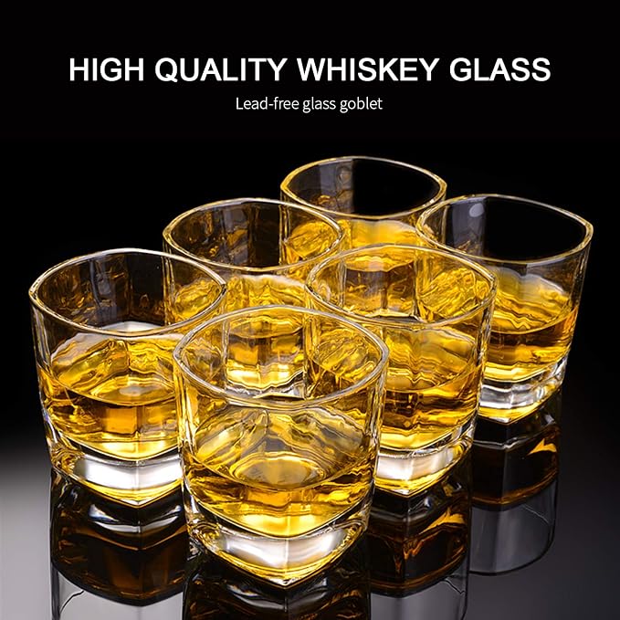 QAPPDA Heavy Base Whiskey Glasses, 8 oz Set of 12, Premium Quality Glass, Classic Design, Ideal for Whiskey, Vodka, Tequila, Cocktails, Great Gift Set | Elegant Old Fashioned Drinking Glasses Set for Whiskey, Juice, Cocktails, Beer and More - Dishwashe...