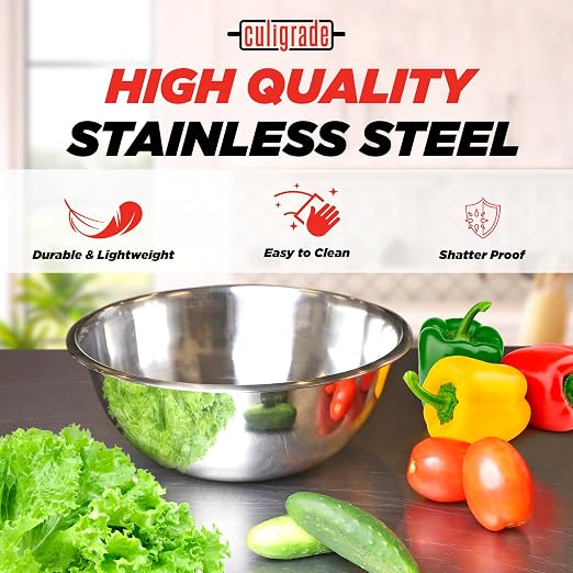 Culigrade Stainless Steel Mixing Bowls Set – 6-Piece Nesting Metal Mixing Bowls (0.75–8 Qt) – Durable, Rust-Resistant, Easy to Clean – for Baking, Cooking, Meal Prep & Serving