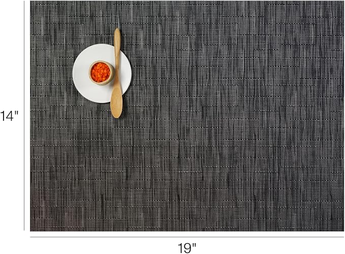 Chilewich Bamboo Placemats Set of 4, Woven Rectangle Placemats | Reusable, Stain-Resistant, Indoor/Outdoor Tabletop Protection, 19" x 14", Smoke