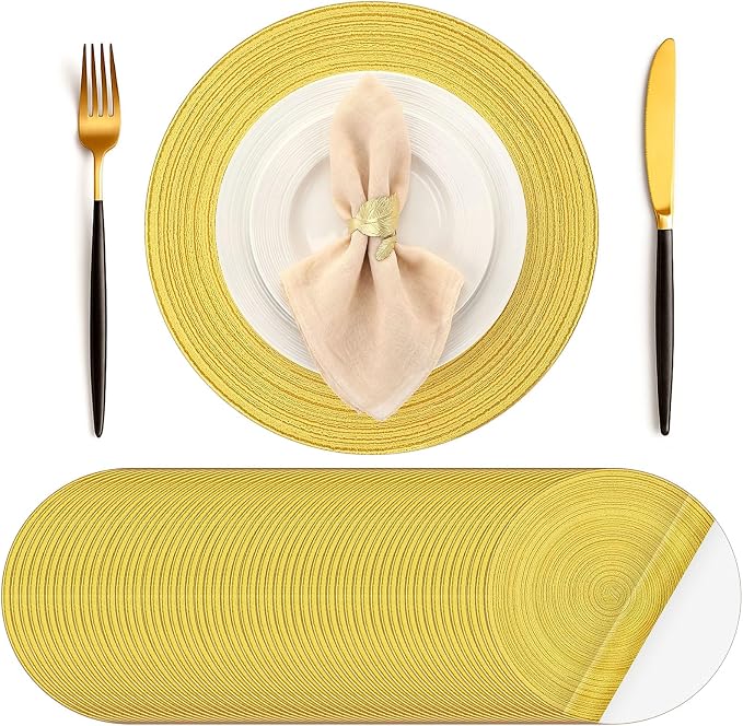 Geosar Disposable Paper Placemat Cotton Woven Look 13'',100 Pcs,Yellow