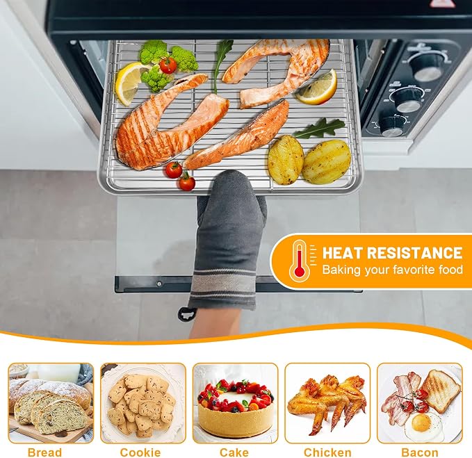 TeamFar Cooling Rack, 11.7” x 9” Stainless Steel Wire Baking Rack, 2PCS | for Cooking Roasting Grilling, Fit for Oven Pan, Oven & Dishwasher Safe, Non-toxic & Heavy-Duty