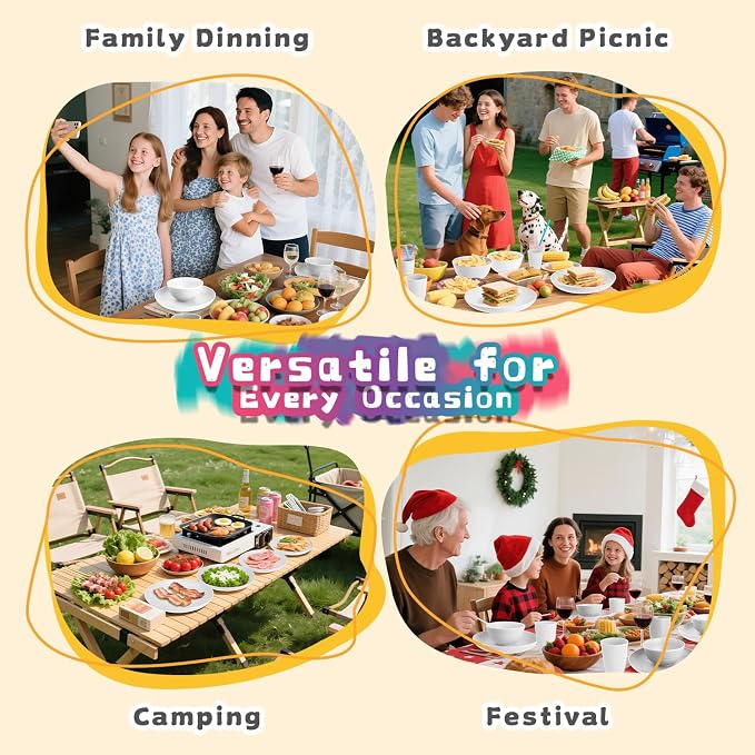 Wheat Straw Dinnerware Sets Service for 8, 32 Piece Plates and Bowls Sets, Microwave & Dishwasher Safe Dishes, Perfect for Kitchen Camping Picnic RV Dorm - White