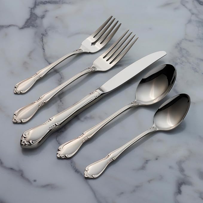 Oneida Chateau Dinner Knives Silverware Set for 4, Flatware | 18/10 stainless steel, mirror finish | dishwasher safe | dinner knife set for everyday dining, cutlery set