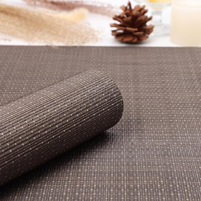 Myir JUN Placemats Set of 10 Kitchen and Dining Table Placemats | Vinyl Placemats Place Mats Indoor/Outdoor Set of 10 Washable Table Mats Non-Slip Place mats for Dining Table, Coffee