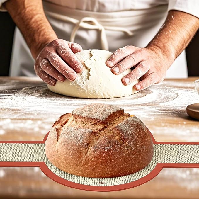 Silicone Bread Sling, 2Pcs Silicone Baking Sling with Longer Handles, Non-Stick & Easy Clean Dutch Oven Baking Mat to Transfer SourDough Easily, Reusable Bread Mat Set