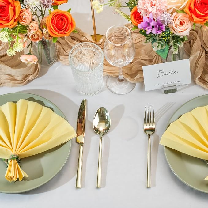 Alata Potter Champagne Gold 20-Piece Forged Silverware Set, Service for 4, Stainless Steel Flatware Set, Modern Design with Mirror Finish, Ideal for Home, Kitchen, Party, Camping