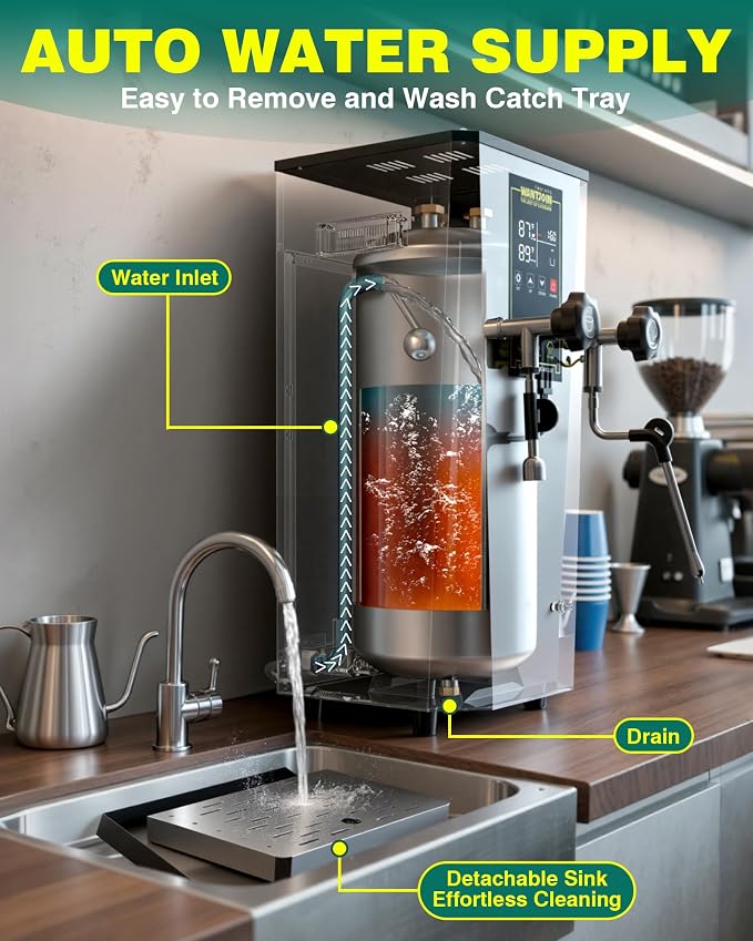 WantJoin Commercial Milk Frother & Beverage Warmer - 2200W Professional Milk Steamer Machine with LED Display Panel for Latte, Cappuccino, Coffee, Hot Chocolate and Milk Tea, Perfect for Cafes & Home