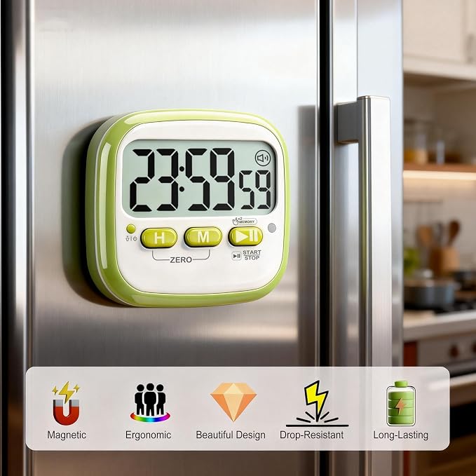2 Pack Classroom Timers for Kids Teachers, Magnetic Countdown Digital Kitchen Timer for Cooking, Study, Exercise, Games, Time Mangement - Loud/Silent Mode - Battery Included