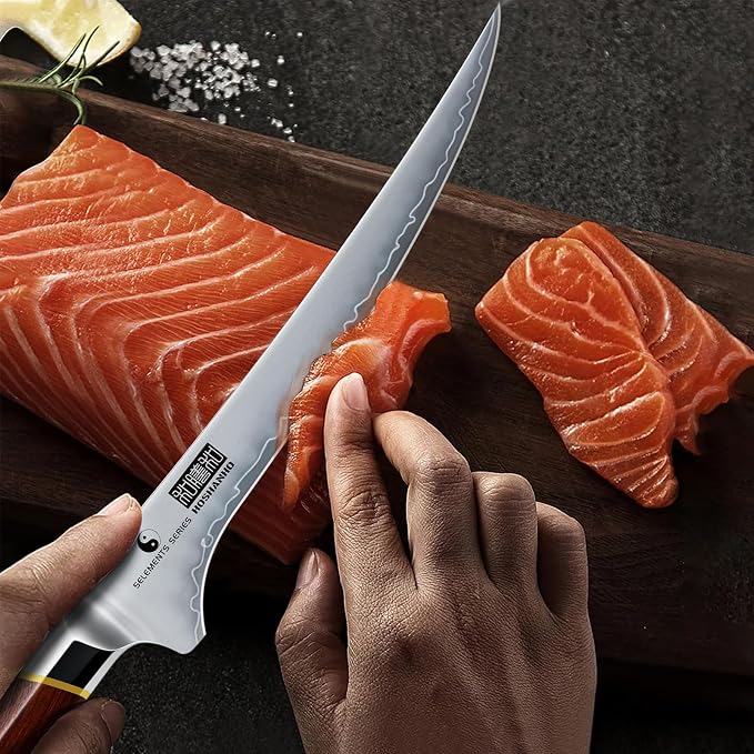 HOSHANHO Fillet Knife 7", Japanese Boning Knife for Meat Cutting Fish | High Carbon Steel Fish Fillet Knife, Professional Filet Knife with Ergonomic Rosewood Handle, Ideal Gift for Men and Women
