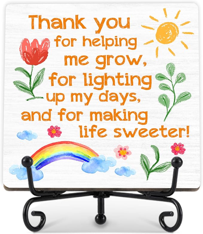 Teacher Appreciation Gifts for Women Men | 5" Wooden Plaque Sign for Mentor Teacher Coach Gifts | Teachers Day Gift from Student Desk for Home Office Decor - A06
