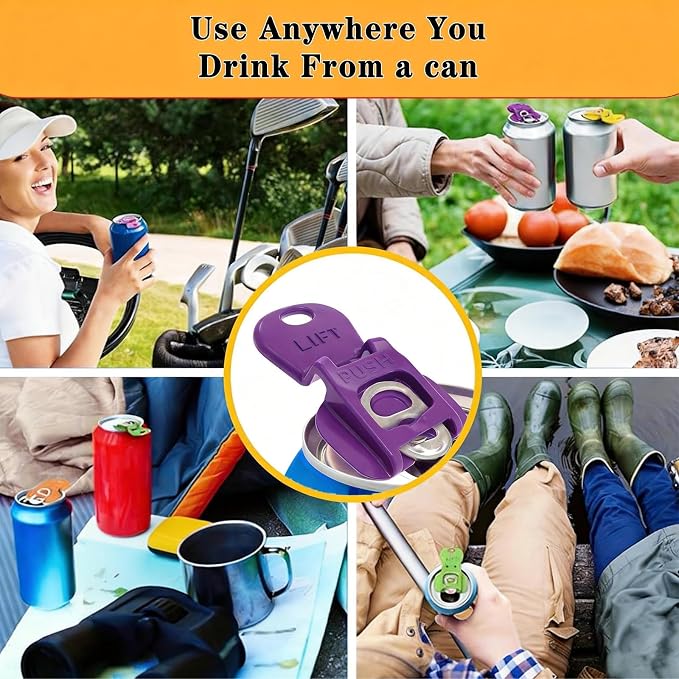 6PCS Colorful Soda Can Tab Openers & Leak-Proof Drink Covers(New model) | One-Hand Soda Can Opener and Reusable Protector Caps for Coke, Beer, Soda, and Aluminum Cans for Parties, BBQ, Camping&Travel
