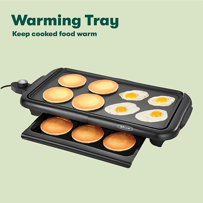 bella 10"x18" Electric Griddle with Warming Tray, Copper/Black