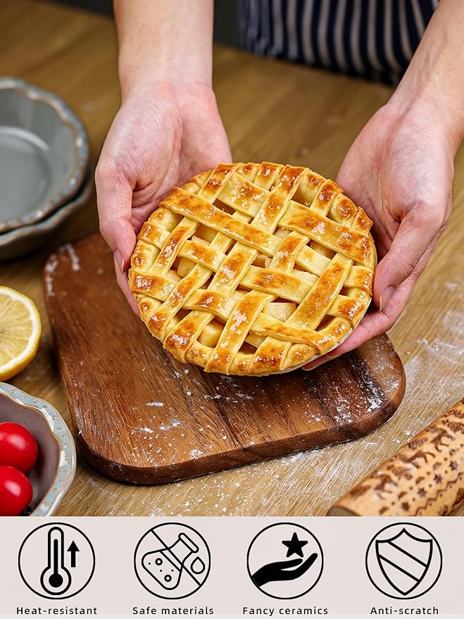 Ceramic Mini Pie Pans Set of 4, 5.8 Inch Pie Plates (Vintage Grey) | Even Heat Distribution, Perfect Individual Servings, Easy Release, Durable Design, Oven Safe, Dishwasher Safe