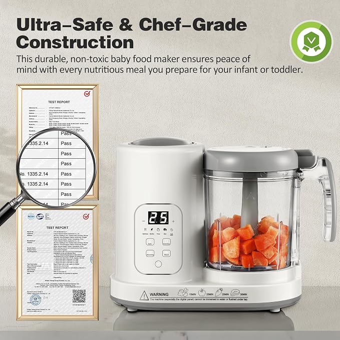 Baby Food Maker Pro Steamer Blender: 4 in 1 Auto Steam Blend and Puree Maker with Self-Clean for Healthy Baby and Toddler Meal Prep - BPA-Free
