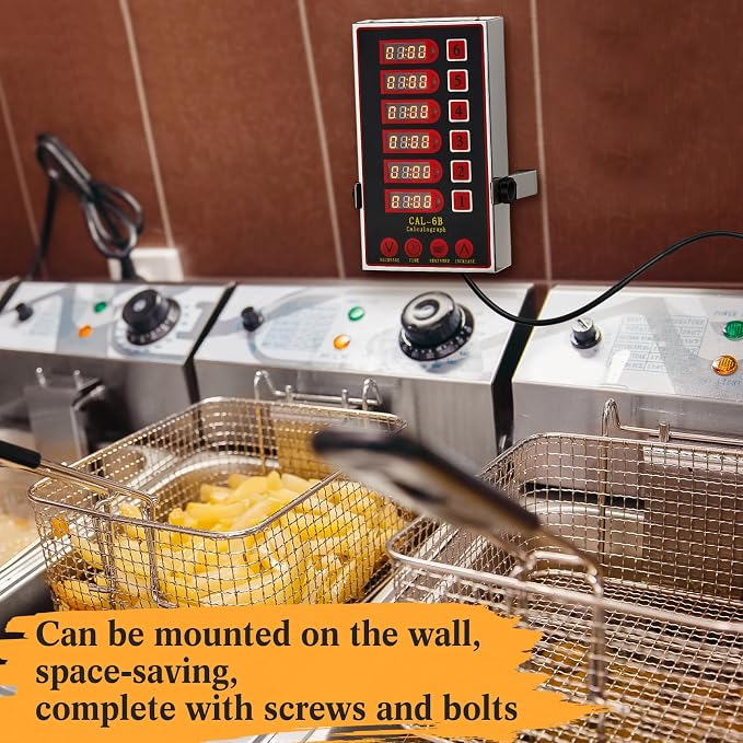 Relaxweex 1 Pack 6 Channel Kitchen Timers for Cooking, Commercial Digital Kitchen Timer with Loud Alarm, Large LCD Display, Restaurant Fryer, Chef, Baking Supplies