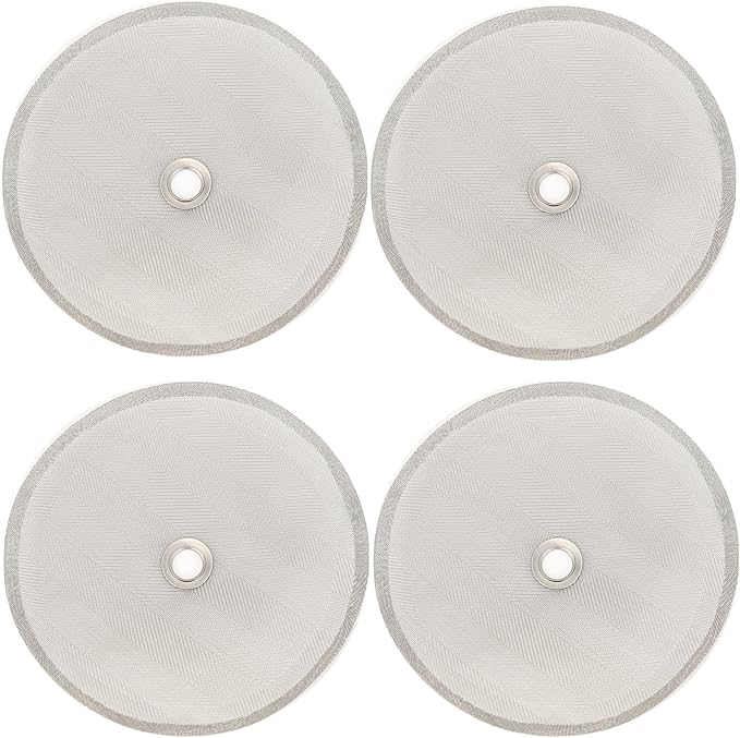Universal 4 Inch French Press Replacement Screens, Coffee Press Filter | 4 Pack 4 Inch | 100 Mesh | Reinforced Metal Center Ring | 304 Stainless Steel | Fits 34oz 8 Cup 1000ml French Press