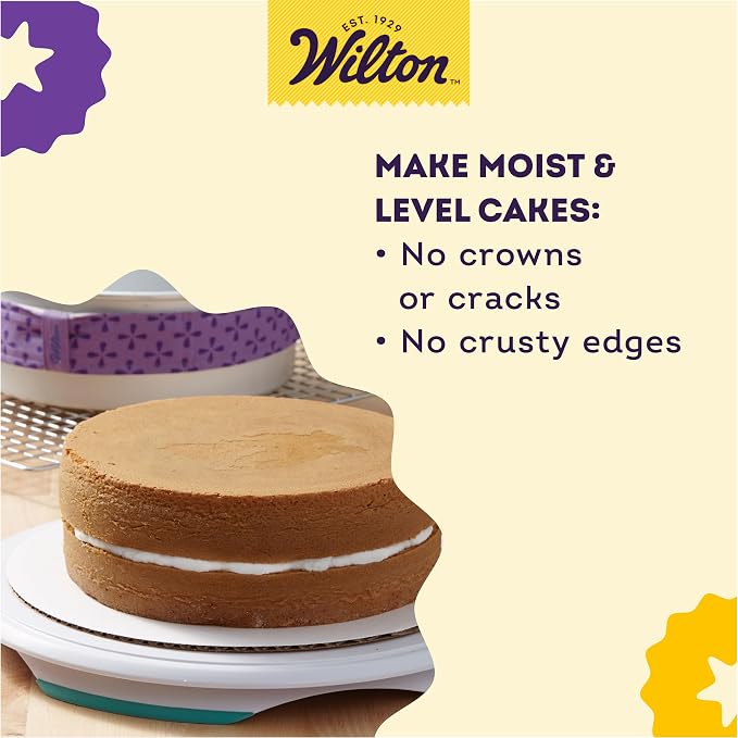 Wilton Bake-Even Cake Pan Strips, Evenly Baked, 6-Piece Set | Absorbent Cake Pan Strips Prevent Domed Tops & Cracked Edges, 6-Piece Set Fits Multiple Pan Sizes for Evenly Baked Cakes