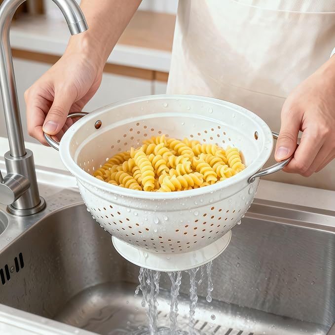 Colander Set for Kitchen, 1.5, 3, 5 Qt Food Strainers and Colanders | Stainless Steel Handle,Strainers and Colanders For Pasta, Vegetables, and Fruits, Coated Metal, Kitchen Essential