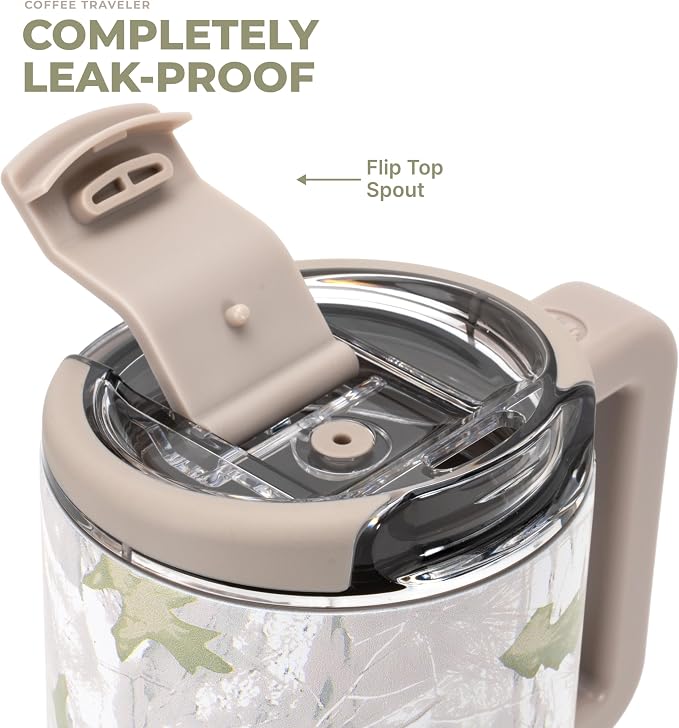 HydroJug Coffee Traveler 20oz Ceramic-Lined Mug with Handle, Camo