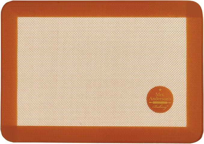 Mrs. Anderson's Baking Non-Stick Silicone Baking Mat - Reusable Oven Liner & Pastry Mat - For Breads, Cookies, Roasting & More - Baker’s Essentials - Heat-Resistant to 480°F - Quarter-Size Baking Mat