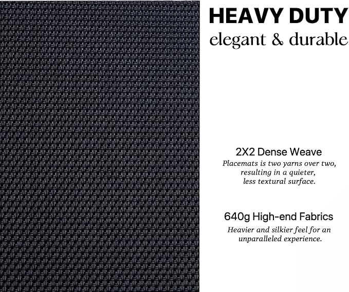 LEXMORE Placemats Set of 4 Vinyl/Plastic Woven Place Mats for Kitchen Table Indoor/Outdoor Washable Placemat Wipeable Dining Table Mats(Black)