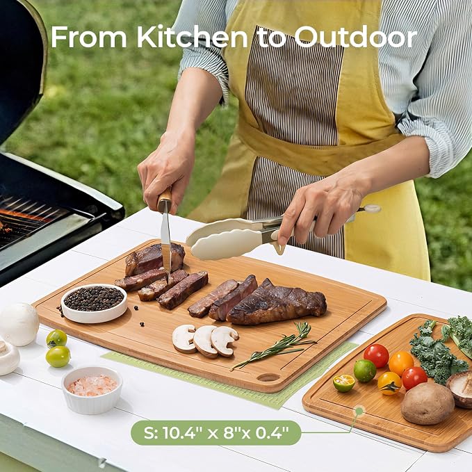 Keechee Dishwasher Safe Bamboo Cutting Boards Durable Lightweight Wood Cutting Board for Busy Kitchen, Easy Clean Wooden Chopping Boards with Juice Groove Set of 3 (L+M+S)