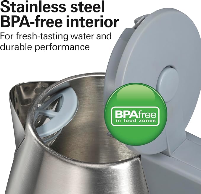 Hamilton Beach 1 Liter Electric Tea Kettle, Water Boiler & Heater | Fast Boiling 1500 Watts | BPA Free | Cordless Serving | Auto-Shutoff & Boil-Dry Protection | Cord Wrap | Stainless Steel